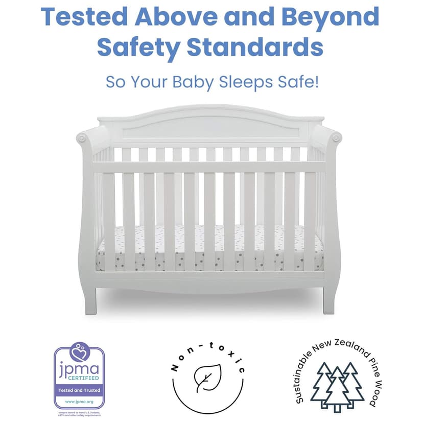 Delta Children Lancaster 4-in-1 Convertible Baby Crib, Bianca White
