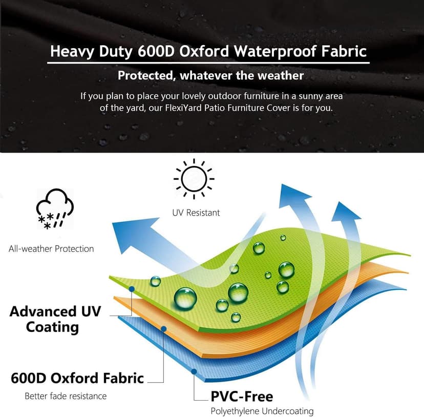 Heavy Duty Outdoor Sectional Sofa Cover, 85"X85" V-Shaped 5-Seater Waterproof 600D Patio Sectional Couch Cover, Lawn Patio Furniture Cover,Desert Khaki