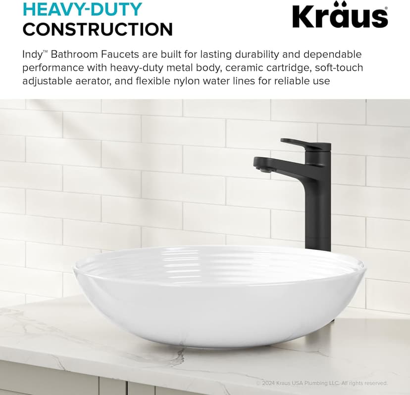 KRAUS Indy Bathroom Faucet for Vessel Sink in Matte Black, KVF-1410MB