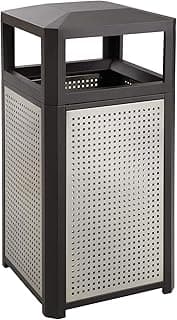 Safco Evos Steel Trash Can, 38 Gallons, Indoor and Outdoor Use, Commercial Garbage Can with Plastic Liner