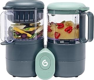 Babymoov Duo Meal Lite Food Maker - 4 in 1 Baby Food Processor with Steam Cooker, Blender, Baby Purees, Warmer and Defroster (Nutritionist Approved), Dark Grey