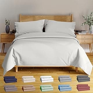 BAMPURE California King Sheet Sets - 100% Pure Viscose derived from Bamboo Sheets California King Size - Super Soft Viscose Bamboo Cooling Sheets for Hot Sleepers - Up to 16’’ Deep Pocket (White)