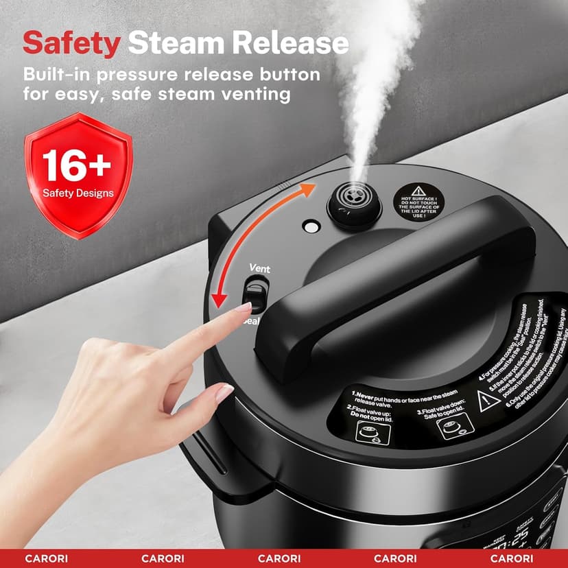9-in-1 Electric Pressure Cooker 6 Qt, Programmable Multi-Function Cooker with Safer Vent, Olla de Presion, Rice Cooker, Slow Cooker, Steamer, Sauté, Warmer & Sterilizer, 1000W, Stainless Steel