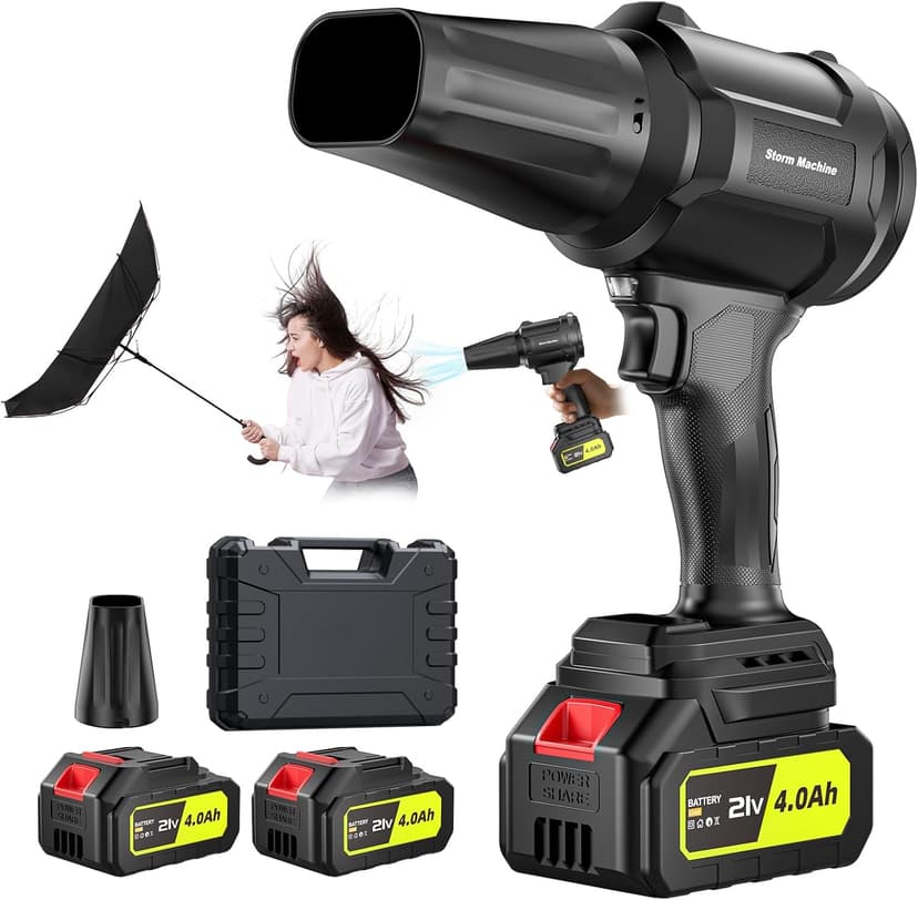 Electric-Cordless-Leaf-Blower - 400000RPM Handheld Leaf Blower - 2 X 4.0Ah Batteries and Charger Included, Lightweight Leaf Blowers for Patio Cleaning Black