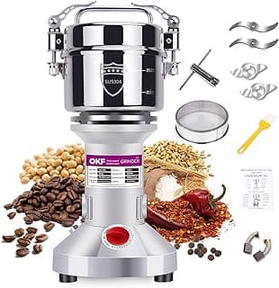 550g Grain Mill, 304 Stainless Steel Spice Grinder, 2000W High-speed Commercial Flour Mill, Superfine Flour Mill Grinder for Home, Grain Mill for Flour