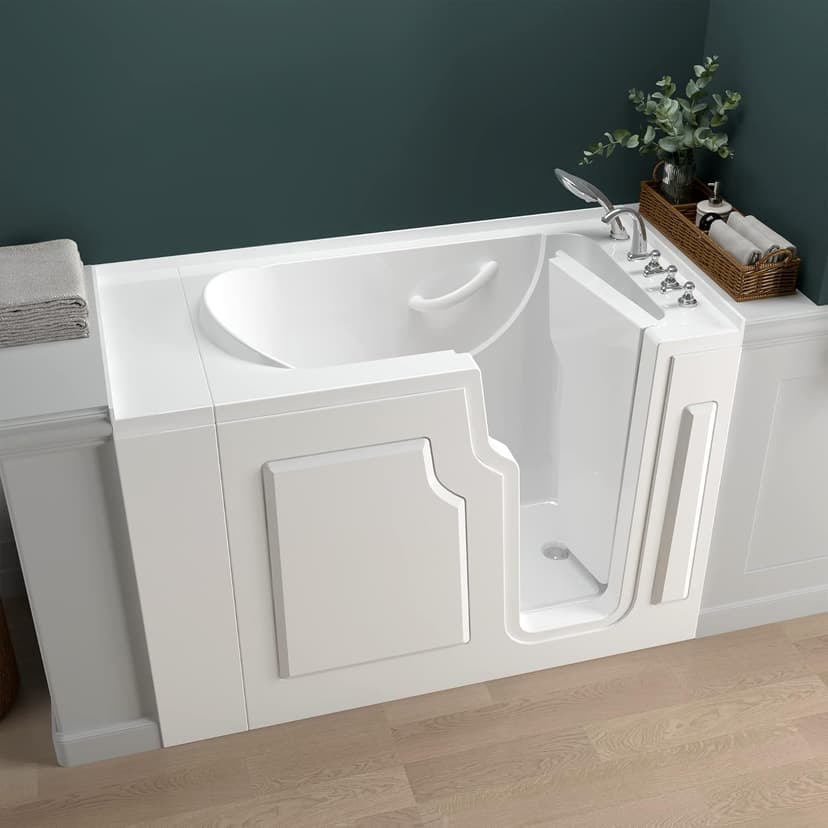 FerdY Floridian 52" Walk-in Bathtub with Right-Side Door Opening and Quick Fill and Drain System, Rectangular Soaking Bathtub in White
