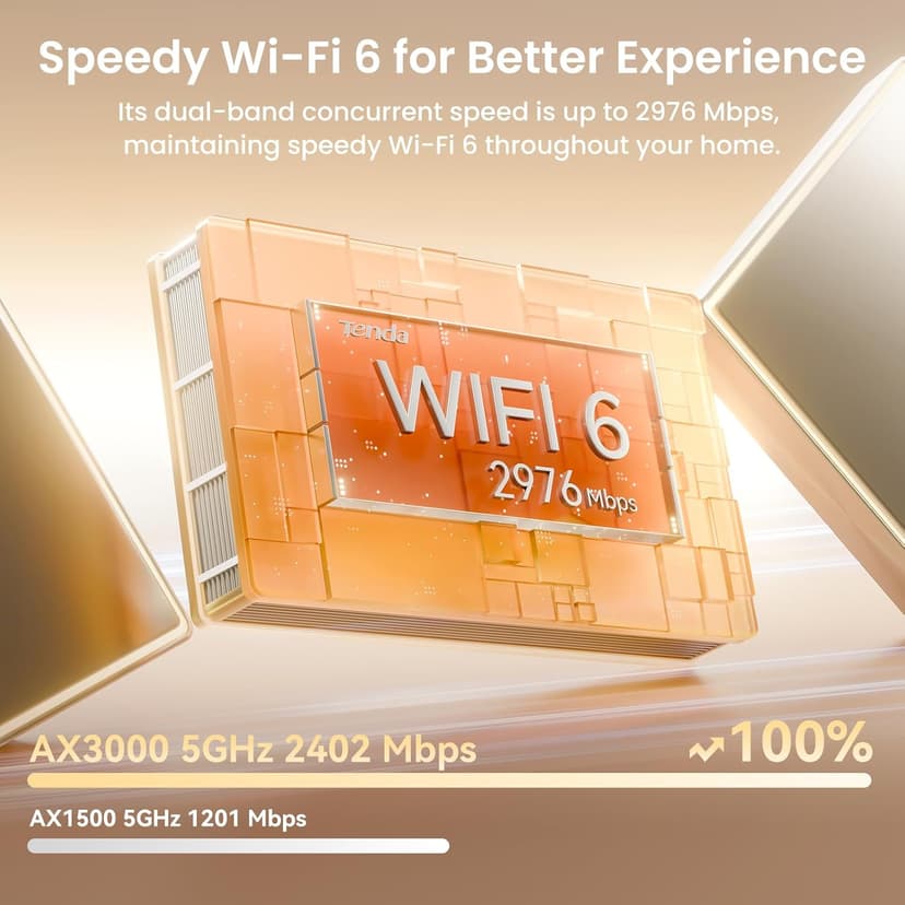 Tenda AX3000 WiFi 6 Mesh System Nova MX12 - Whole Home Covers up to 7000 sq.ft - Dual-Band Mesh Network for 160+ Devices - 1.7 GHz Quad-Core CPU - Replaces Wireless Router - 3-Pack(2025 New Version)