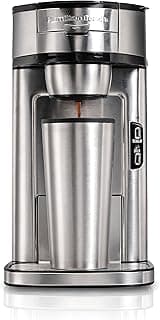 Hamilton Beach The Scoop Single Serve Coffee Maker & Fast Grounds Brewer, Brews in Minutes, 8-14oz. Cups, Stainless Steel