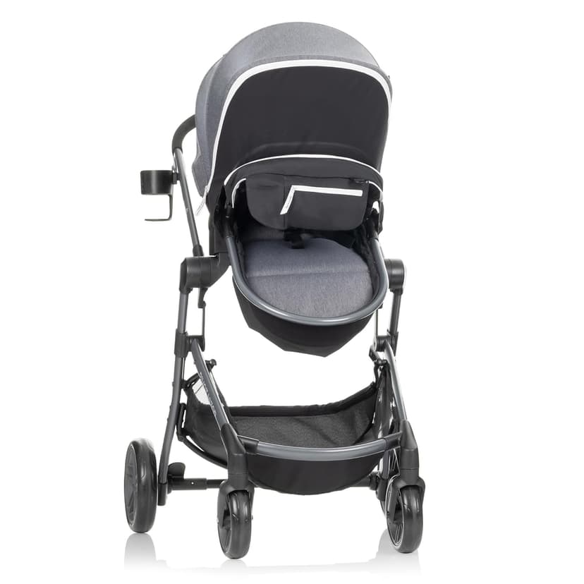 Evenflo Pivot Vizor Modular Reversible Stroller Travel System with LiteMax Infant Car Seat, Available in 6 Modes, Chasse Black