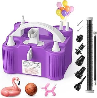 4-in-1 Electric Balloon Pump for All Balloons, Inflatables, and Sports Balls, Triple Inflating Ports for Latex Foil 260q Mylar Balloon, Inflator Deflator for Air Beds Pool Floats Yoga Balls