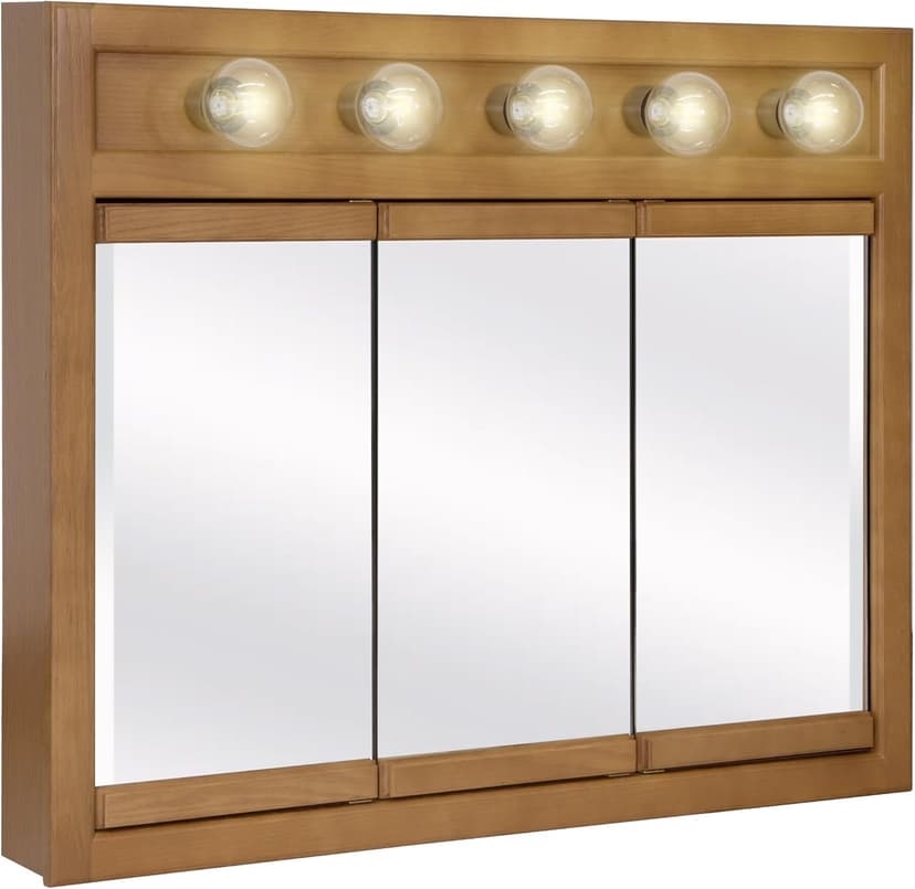 Design House 36 Inch Richland Bathroom Medicine Cabinet, Wall Mounted, Mirror, Oak, 530618-NOK