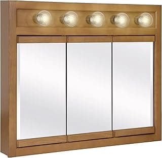 Design House 36 Inch Richland Bathroom Medicine Cabinet, Wall Mounted, Mirror, Oak, 530618-NOK