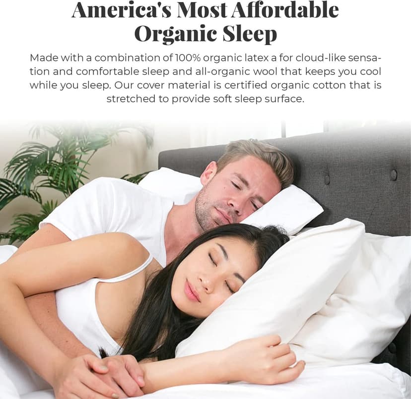 2-Sided Natural Latex Mattress, King, Medium, Handcrafted in USA, GOTS Certified Organic Cotton, Natural Wool, 9 inches
