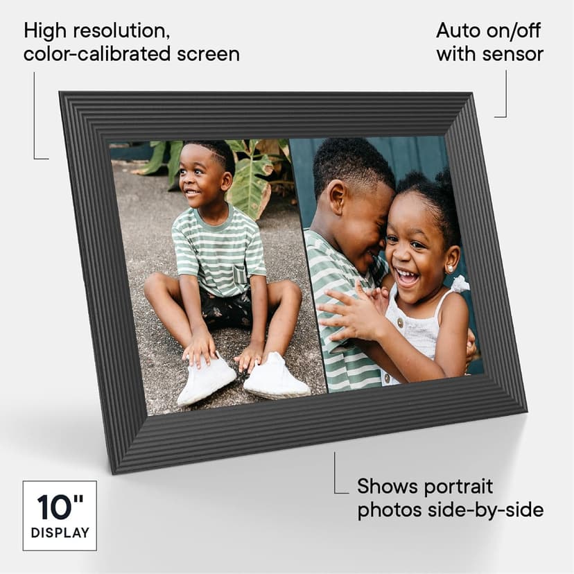 Aura Carver HD WiFi Digital Picture Frame, 10.1”, Add Photos with Aura App, Free Unlimited Storage - Wirecutter’s Pick for Best Digital Photo Frame 2022 - Gravel