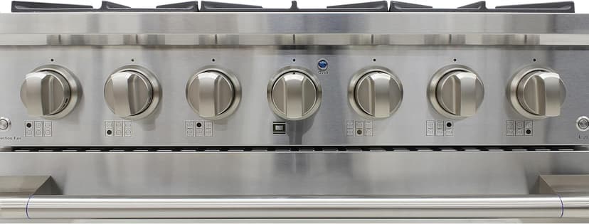 DE360GRSSS Gas Range Cooktop 36-Inch with Porcelain Convection Oven and Broil Function, 6 Sealed Burners and Continuous Grates with Stainless Steel Construction, Silver
