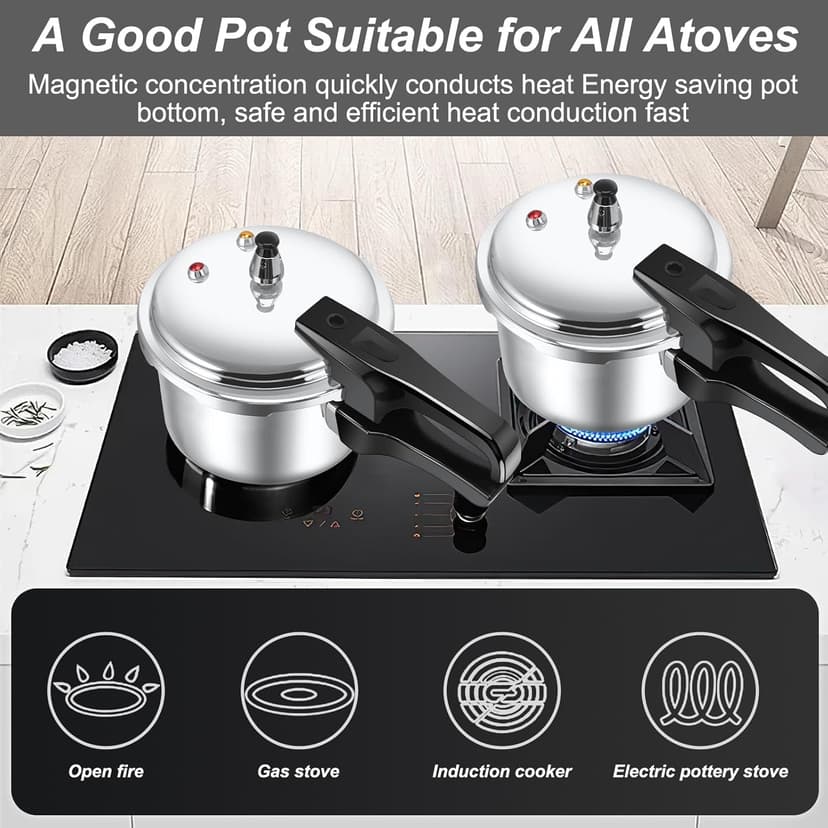 Compact Pressure Cooker, 3.17 Quart Aluminum Alloy Pressure Cooker 18cm/7inch Bottom 3L Mini Pressure Cooker for 1-2 Person, Ideal for Solo Cooking, Dorms & Camping Gas Induction Stove Compatible