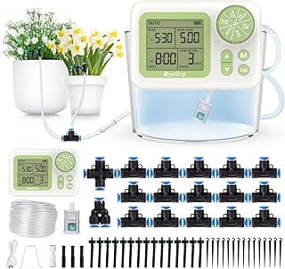 Greennote Automatic Watering System for Indoor Plants - DIY Quick-Connect Kit with Stabilized Flow Emitters, 15 Potted Houseplants Support, Effortless Setup