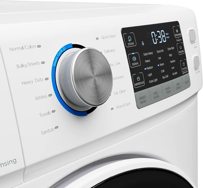 KoolMore FLW-5CWH 27" Front Load X-Large 4.5 Cu. Ft Machine with Quiet Inverter Motor, Steam and Water Plus Functions, 20-Minute Quick, 12 Washing Cycles [120V], White
