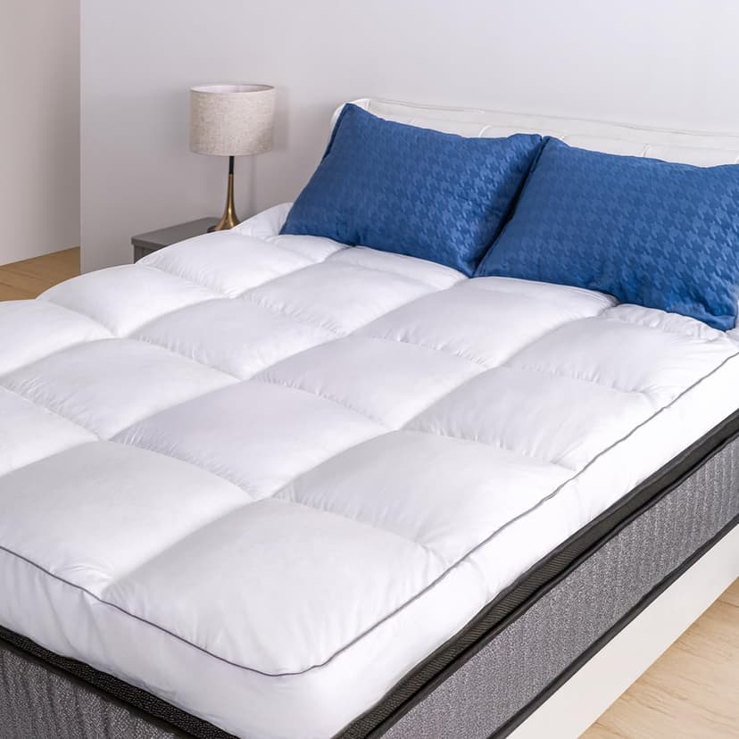 Marine Moon Mattress Topper King, Cooling Plush Pillow Top, Extra Thick Hotel Quality Down Alternative Filled, Softest Fluffy Mattress Toppers for Back Pain