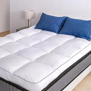 Marine Moon Mattress Topper King, Cooling Plush Pillow Top, Extra Thick Hotel Quality Down Alternative Filled, Softest Fluffy Mattress Toppers for Back Pain