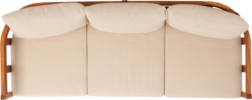 SAFAVIEH Outdoor Collection Owen Natural Teak Solid Wood/Taupe Cushion 3-Seater Sofa