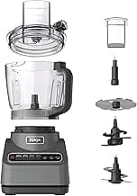 Ninja Food Processor, Professional Plus, 1000 Peak Watts, 4 Functions for Chopping, Slicing, Purees & Dough with 9-Cup Processor Bowl, 3 Blades, Food Chute & Pusher, Silver, BN601