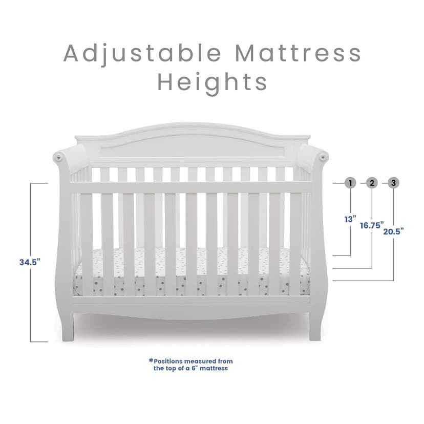 Delta Children Lancaster 4-in-1 Convertible Baby Crib, Bianca White