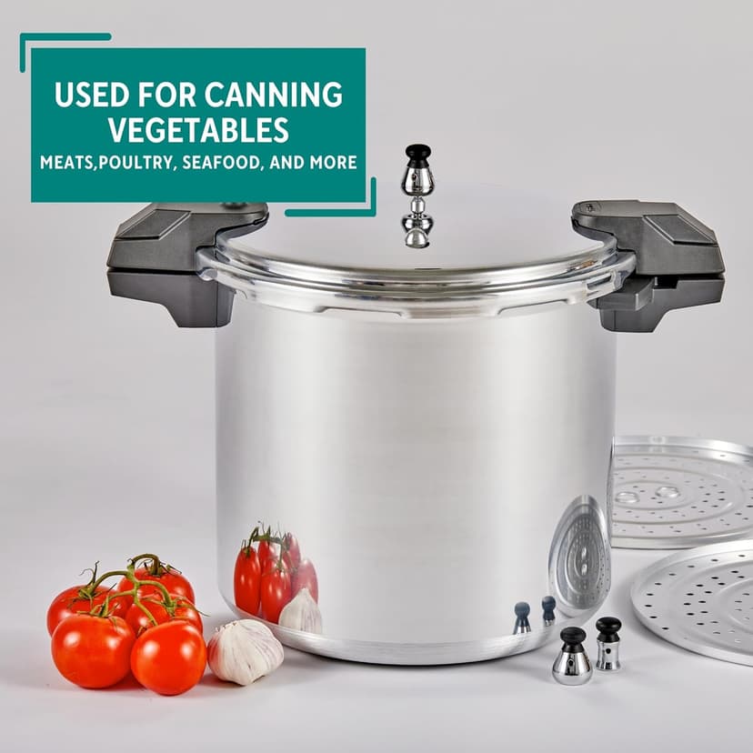Mirro - 7114000221 Mirro 92122A Polished Aluminum 5 / 10 / 15-PSI Pressure Cooker / Canner Cookware, 22-Quart, Silver