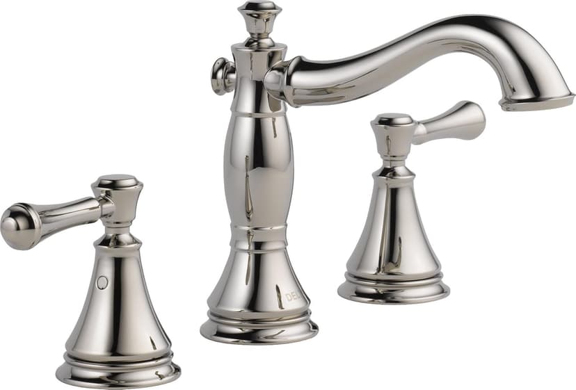Delta Faucet Cassidy Widespread Bathroom Faucet 3 Hole, Bathroom Sink Faucet, Metal Drain Assembly, Polished Nickel 3597LF-PNMPU