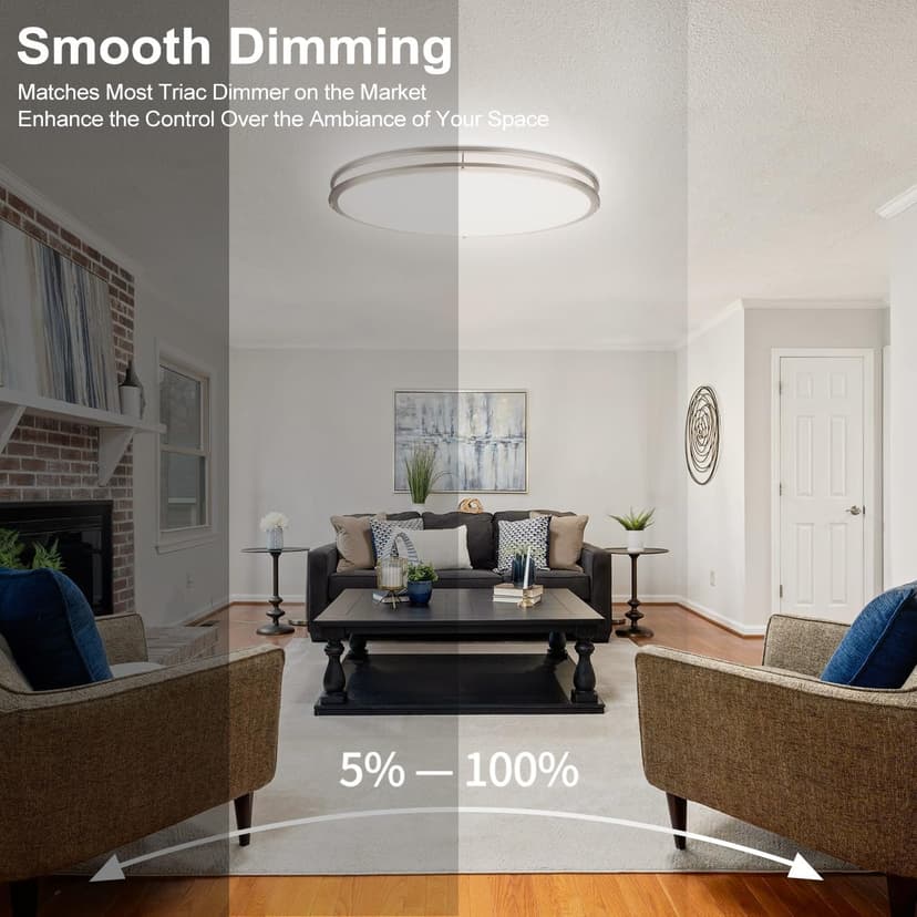 DAKASON 32In Oval LED Flush Mount Light for Kitchen/Living Room, 50W Large LED Ceiling Light Fixture, 3500K/4000K/5000K Adjustable, Dimmable for Dining Room/Bedroom