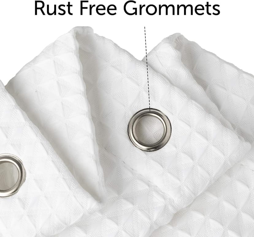 Creative Scents Fabric White Shower Curtain for Bathroom - Spa, Hotel Luxury Matt Waffle Weave Square Design, Water Repellent, 230 GSM Weighty Cloth, 72" x 72" for Decorative Bathroom Curtains