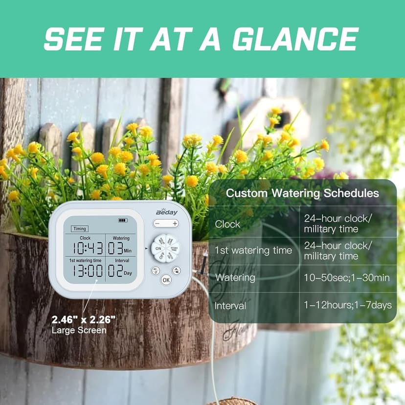 Automatic Plant Waterer Indoor Self Watering System for 15 Potted Plants, Auto Drip Irrigation Kit Programmable Water Timer with Smart Humidity Detection