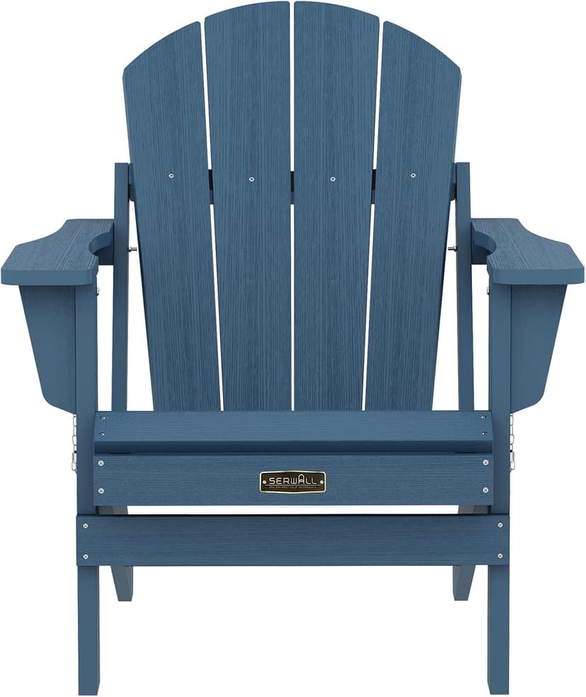 SERWALL Foldable Adirondack Chair Set of 4 for Patio Garden Outdoors Fire Pit-Ocean Blue
