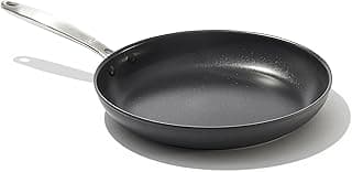OXO 12” Nonstick Frying Pan Skillet, Enhanced PFAS-Free Ceramic Nonstick, Durable Hard Anodized Cookware, Scratch Resistant, Good Grips, Easy Clean Dishwasher Safe, Oven Safe, Drip Free Pours, Black