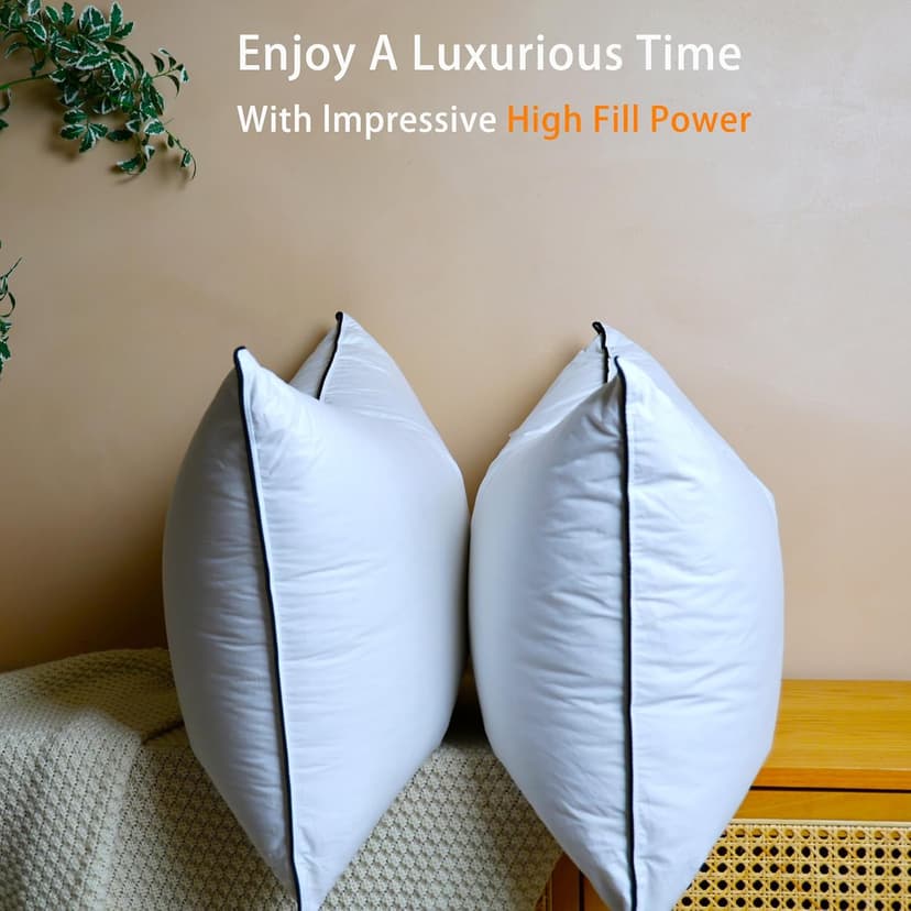 Premium White Goose Down Pillows - 550+ Fill Power - Soft and Support Down Bed Pillow for Sleeping - Hotel Bed Pillows for Back,Side,Stomach Sleepers,Standard (1 Pack,20" x 26")