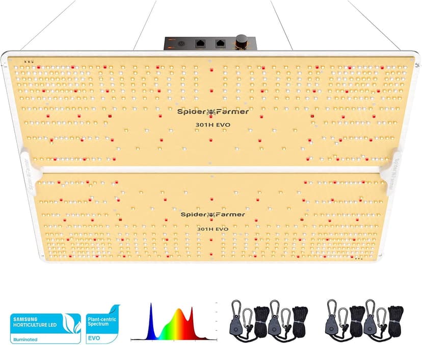 Spider Farmer 2024 New SF4000 LED Grow Light 4x4 with Samsung LM301H EVO High Efficiency & Dimmable Lighting, Full-Spectrum Commercial Plant Lights
