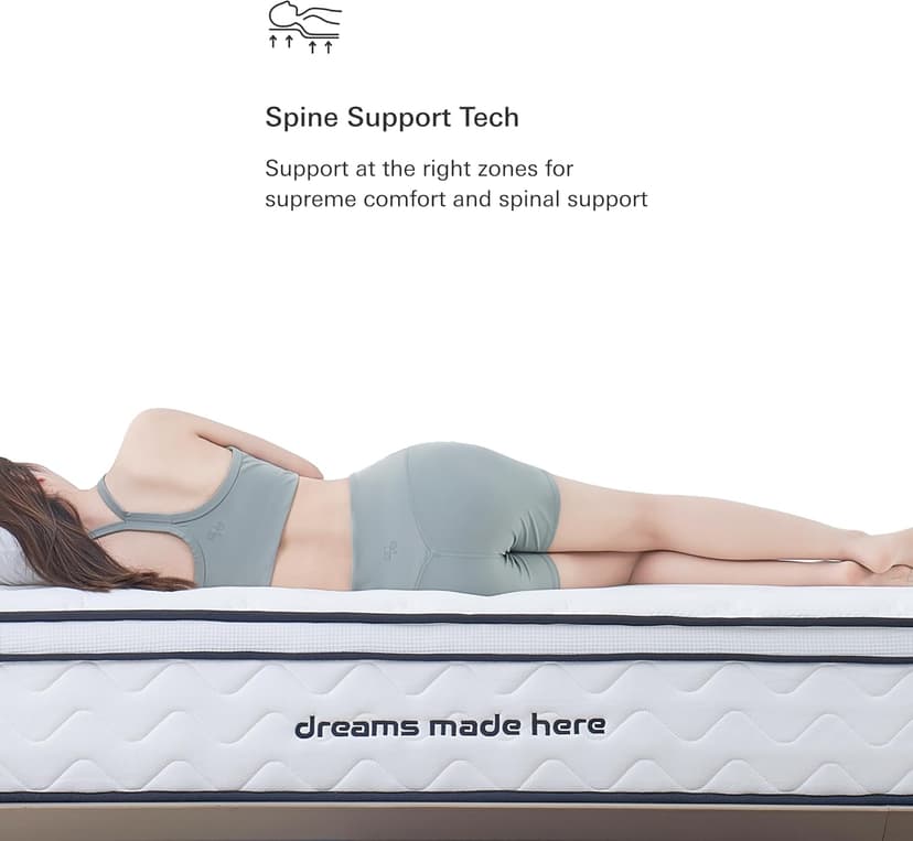 Plush Dream King Mattress 12 Inch Hybrid Pocketed Springs - Mattress in a Box with Memory Foam, Soft Plush Feel, Motion Isolation, Multi-Zone Spinal Support