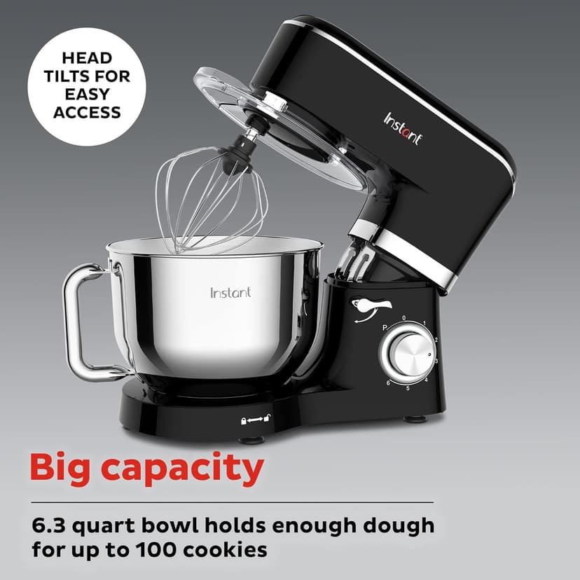 Instant Pot 6-Speed 6.3-Qt Stand Mixer with Stainless Steel Bowl, Base Black