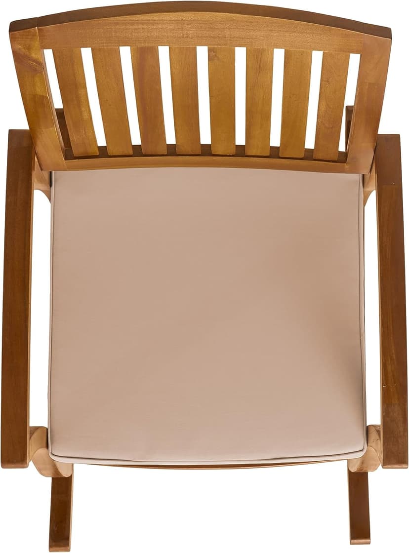 Christopher Knight Home Selma Acacia Rocking Chairs with Cushions, 2-Pcs Set, Teak Finish