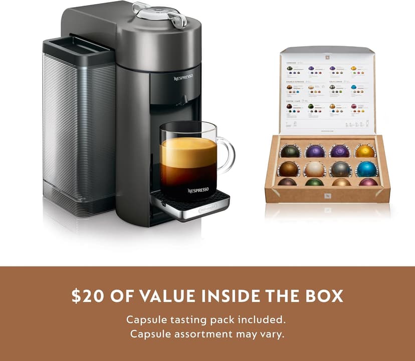 Nespresso Vertuo Coffee and Espresso Maker,1597 ml, by De'Longhi, Graphite Metal