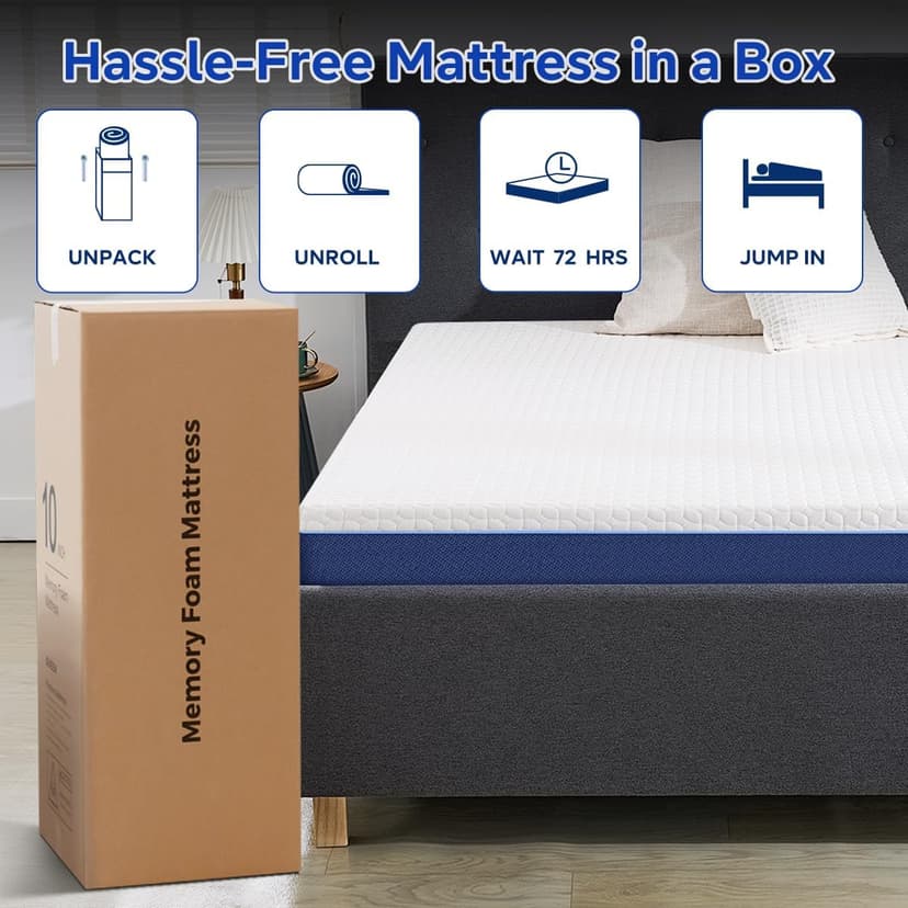 6 Inch Twin Gel Cooling Memory Foam Mattress, Pressure Relief, Medium Firm Support，Mattress in a Box, CertiPUR-US Certified