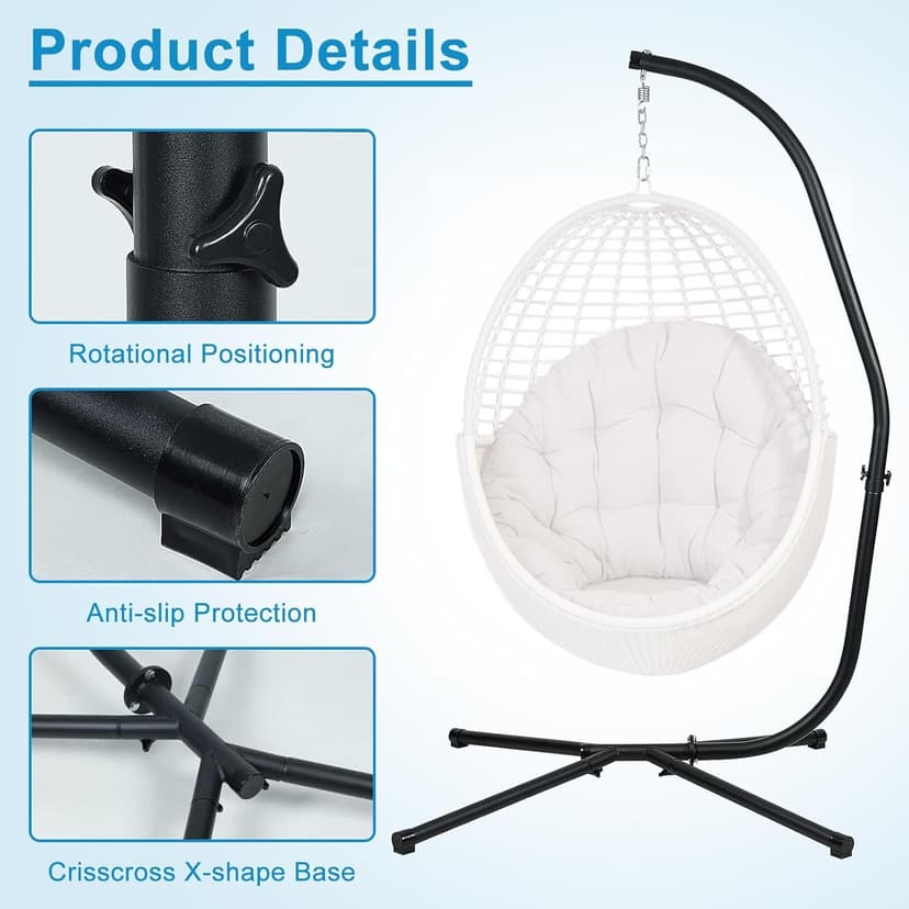BPS Hammock Steel Stand Only C-Stand for Hanging Hammock Chairs - 300 Pound Capacity