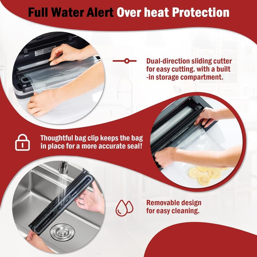 95kpa Vacuum Sealer Machine,Commercial Fully Automatic Food Sealer,10-in-1 Functions & Powerful Sealing System with Double Heat Seal,Easy-Lock Handle,Built-in Cutter,1 Bag Rolls and 10 Pre-cut Bags