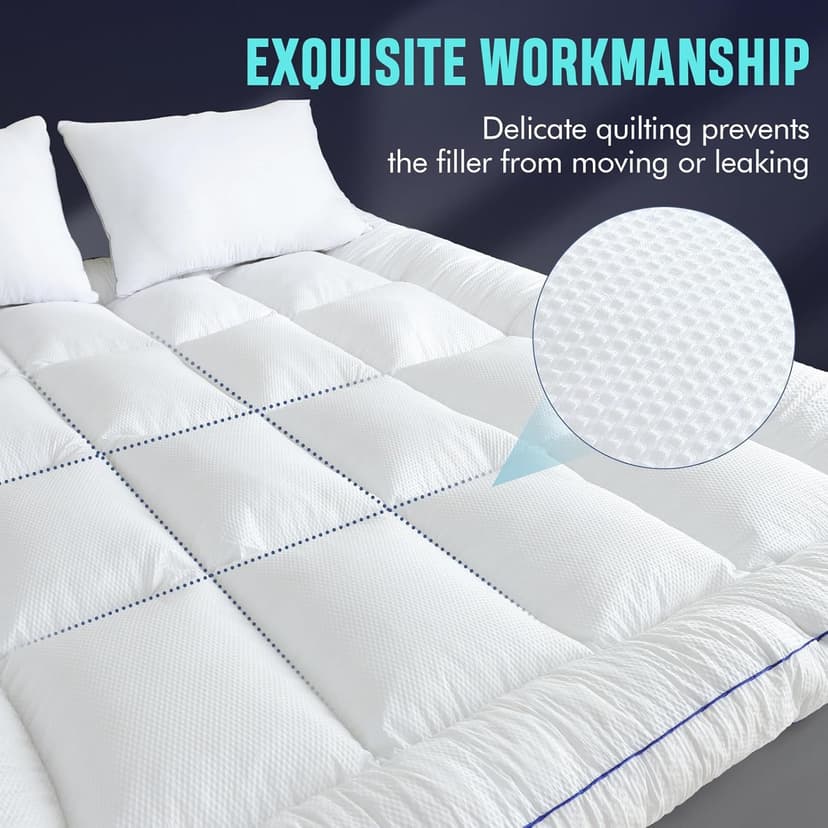 WhatsBedding 4 Inch Memory Foam Mattress Topper King Size, with 3D Bubble Mattress Pad Cover, Soft Quilted 100% Cotton Layer for Back Pain, White(78"x80")