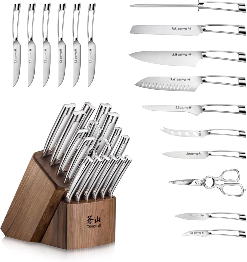 Cangshan N1 Series 1024784 German Steel Forged 17-Piece Knife Block Set, Walnut
