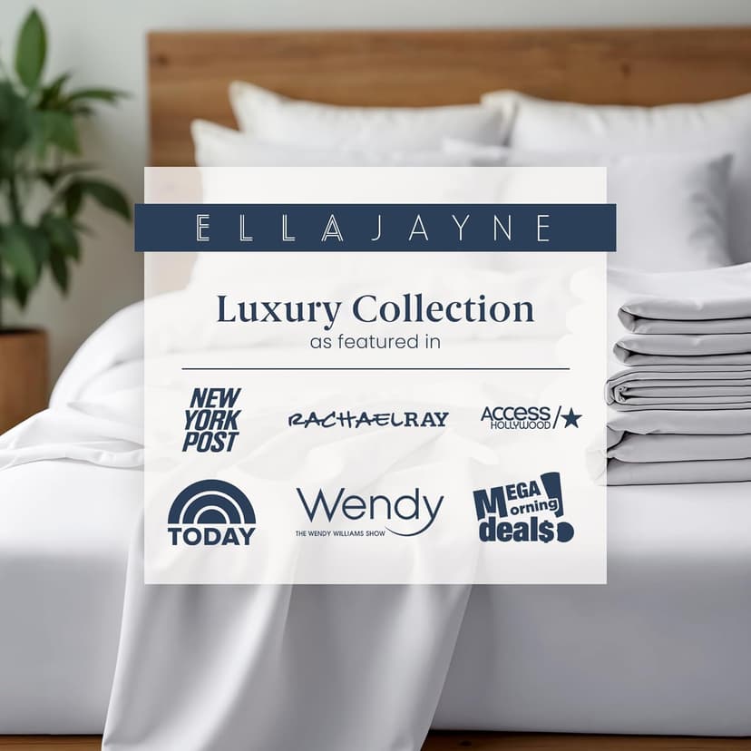Ella Jayne Viscose Derived from Bamboo Sheets Set (4 Pieces) Queen Size, Ultra Soft & Luxuriously Cooling, Eco-Friendly Queen Sheet Set Deep Pockets 16 Inch (White)