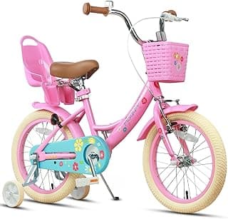 Glerc Maggie Girls Bike, 12-20 Inch Kids Bike for 2-13 Years Old Children, Princess Style Kids Bicycle with Doll-Seat & Basket & Training Wheels, Multiple Colors
