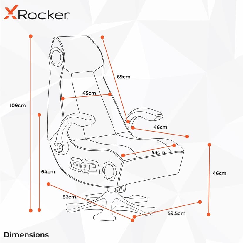 X-Rocker Officially Licensed PlayStation Infiniti+ 4.1 Stereo Audio Gaming Chair with Vibration, Comfy Folding Gamer Seat, Leather Look – Black, 5177401