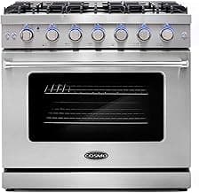 COSMO COS-EPGR366 36 in. Haven Collection 6.0 cu. ft. Gas Range, 6 Burners, Convection Oven, Knob LEDs, Storage Drawer, Stainless Steel