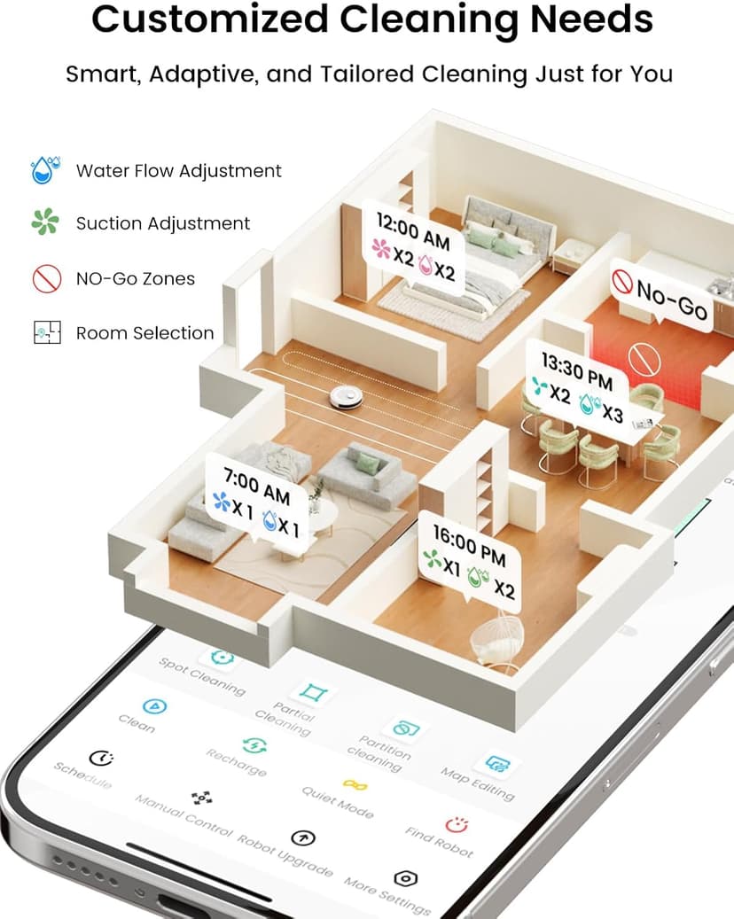 Lefant LiDAR Robot Vacuum and Mop, 45-Day Self-Emptying, 190° PSD Obstacle Avoidance, Customized Cleaning, Multi-Floor Mapping, 5500Pa Strong Suction, 140 Min Runtime, WiFi/Alexa/APP, M2 Pro